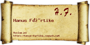 Hanus Fürtike névjegykártya